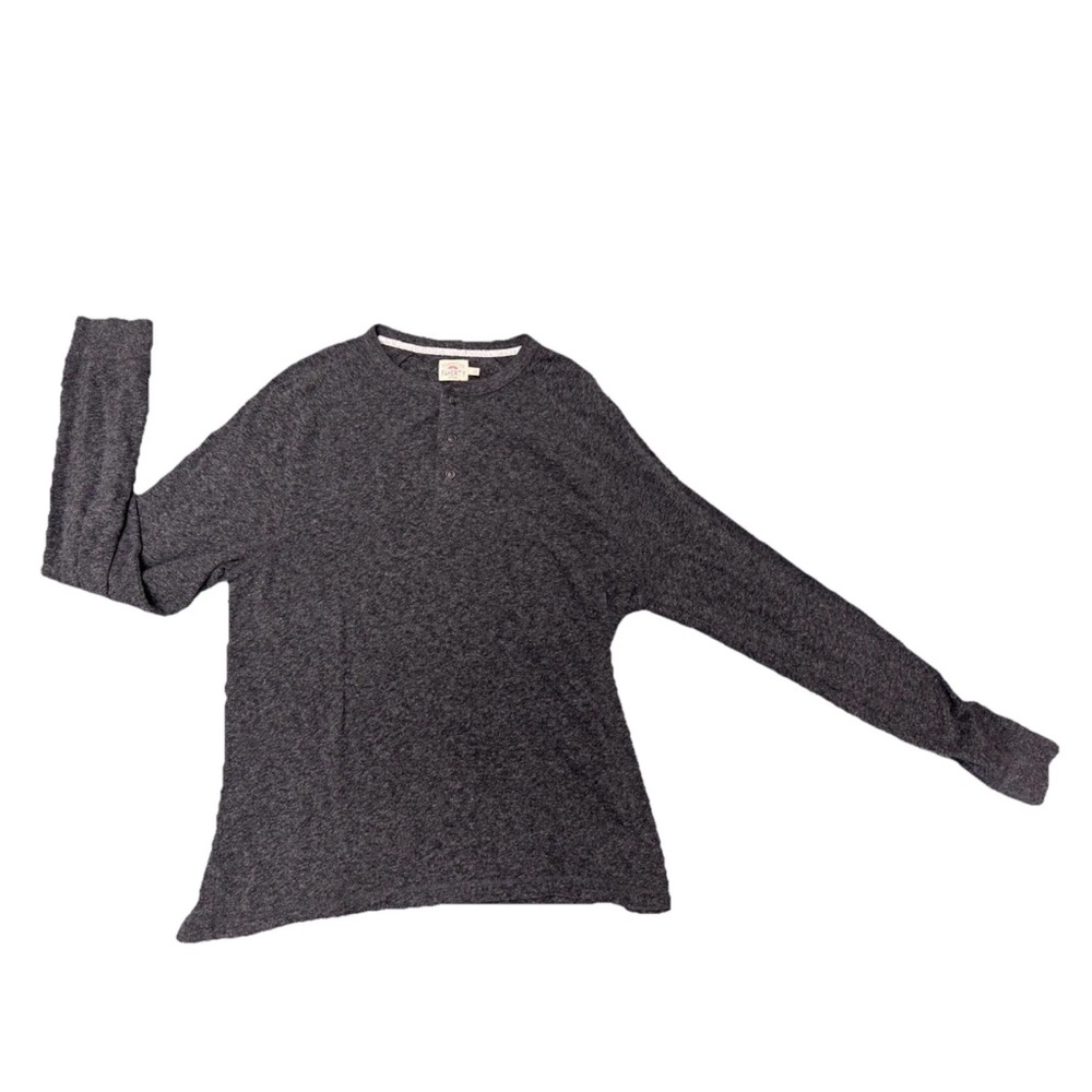 Faherty Charcoal Heather Henley Long Sleeve